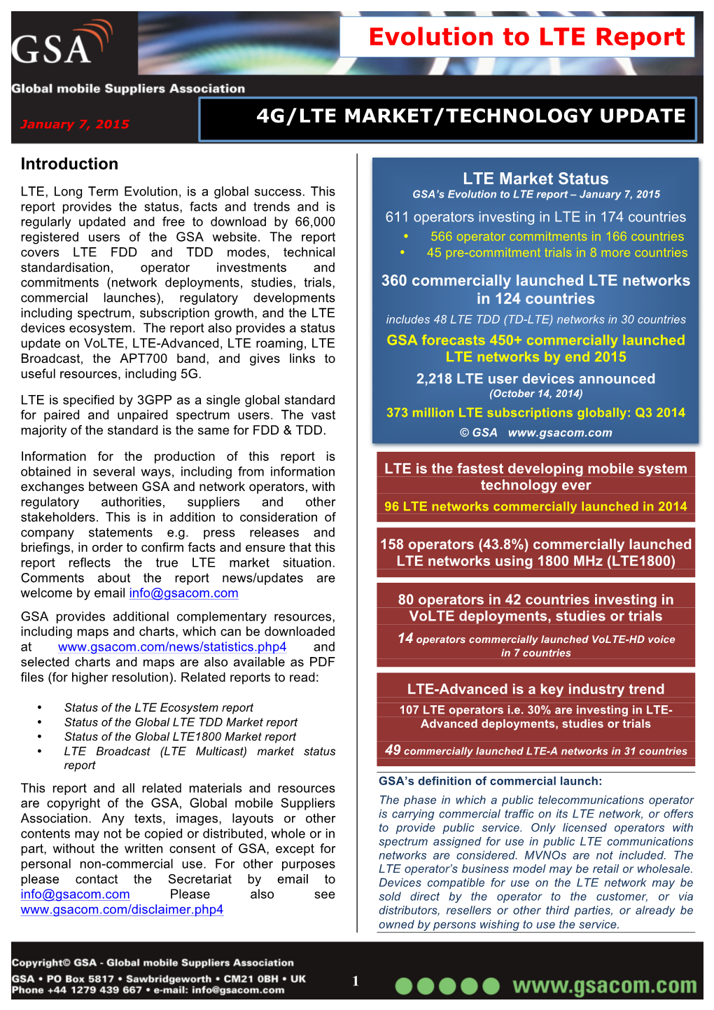 Evolution to LTE Report