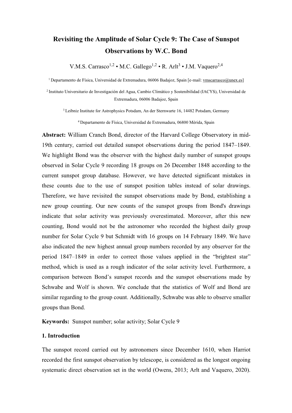 Revisiting the Amplitude of Solar Cycle 9: the Case of Sunspot Observations by W.C. Bond