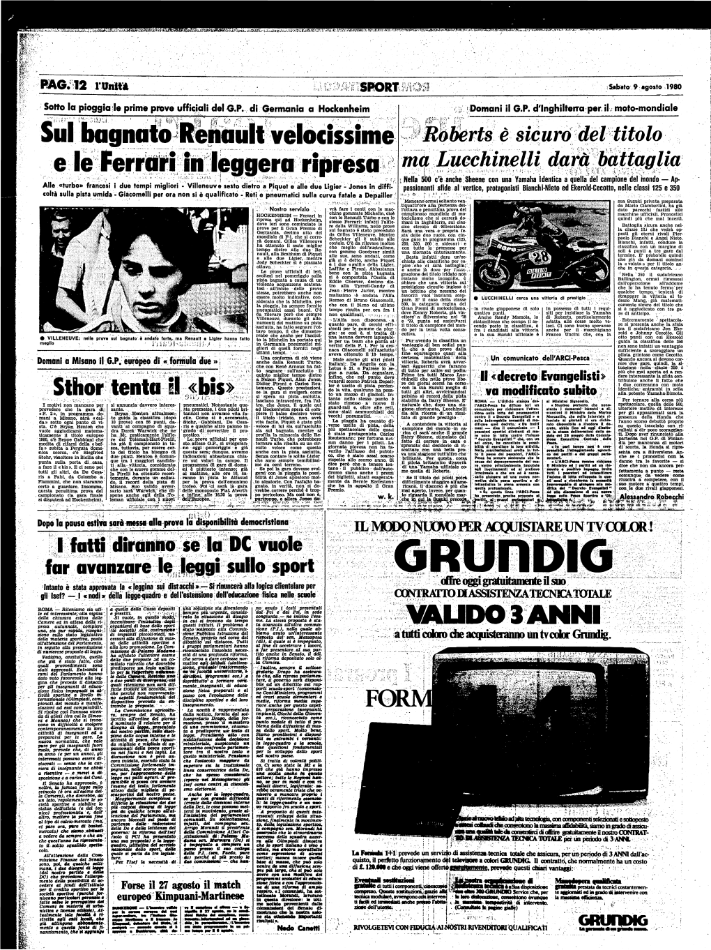 PAG. 12 1 Unità Sabato 9 Agosto 1980