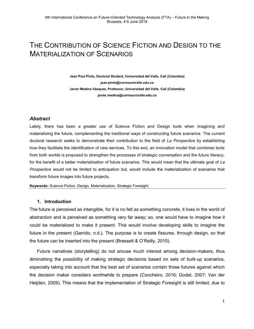 The Contribution of Science Fiction and Design to the Materialization of Scenarios