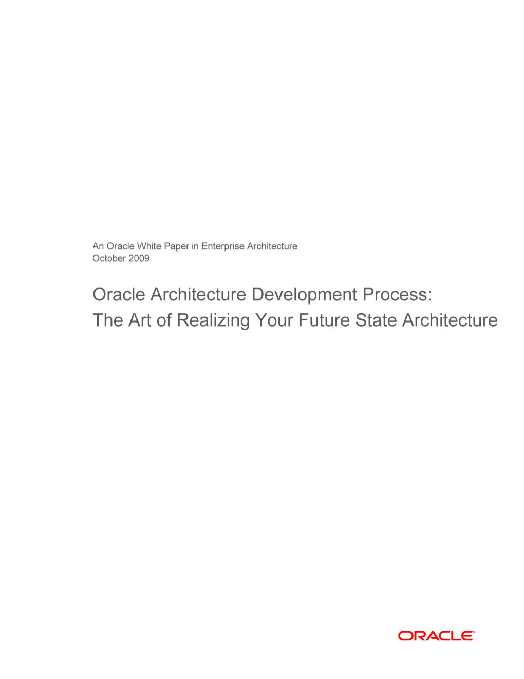 Oracle Architecture Development Process (OADP)