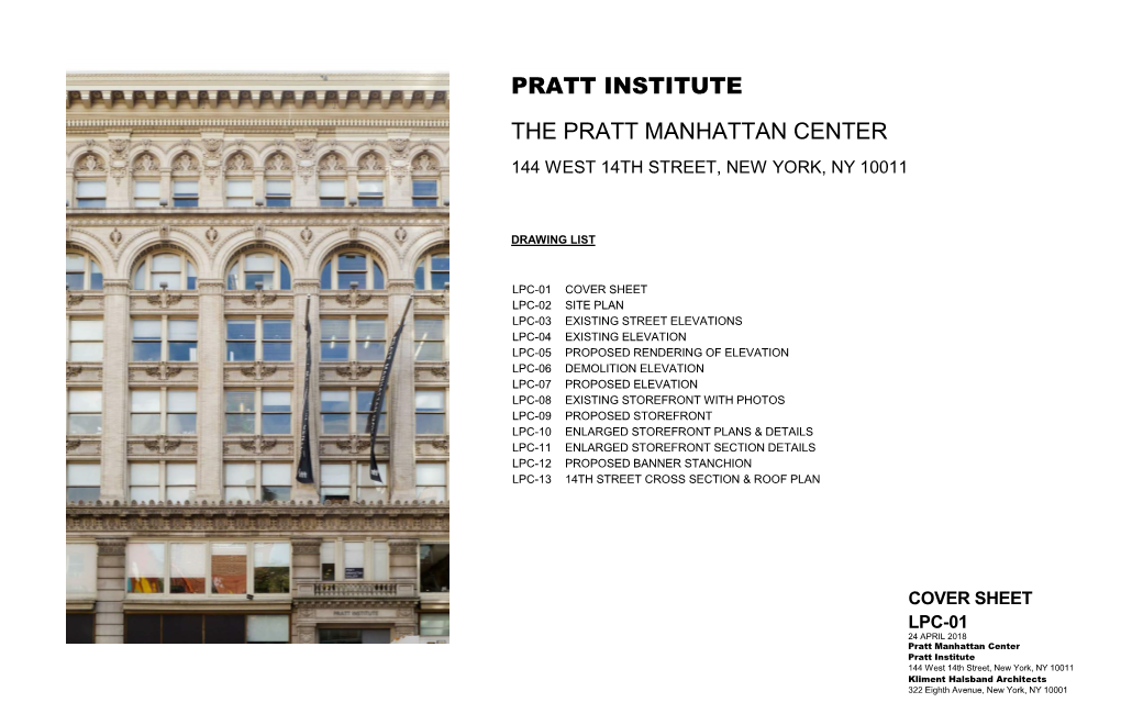 The Pratt Manhattan Center 144 West 14Th Street, New York, Ny 10011