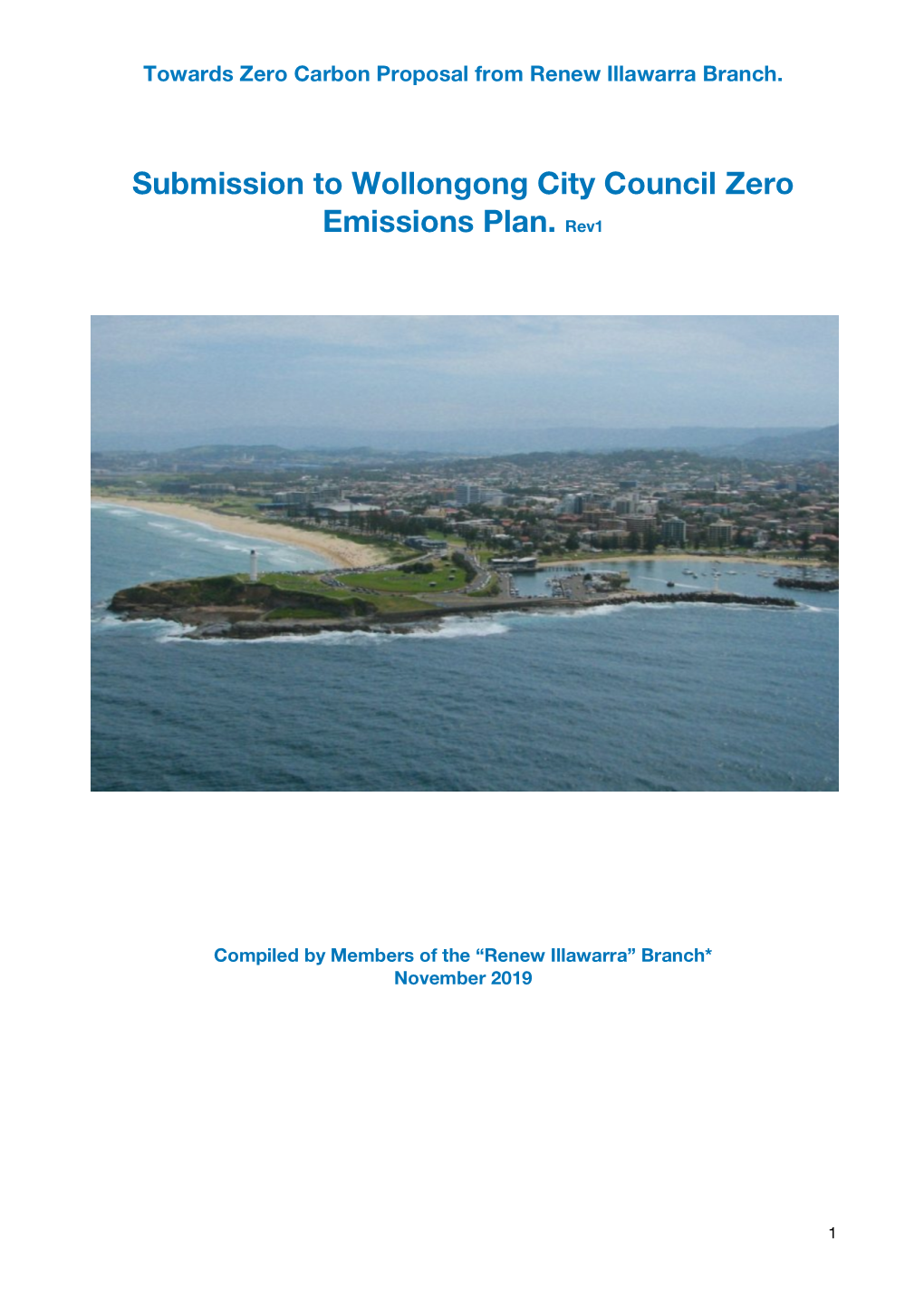 Submission to Wollongong City Council Zero Emissions Plan. Rev1