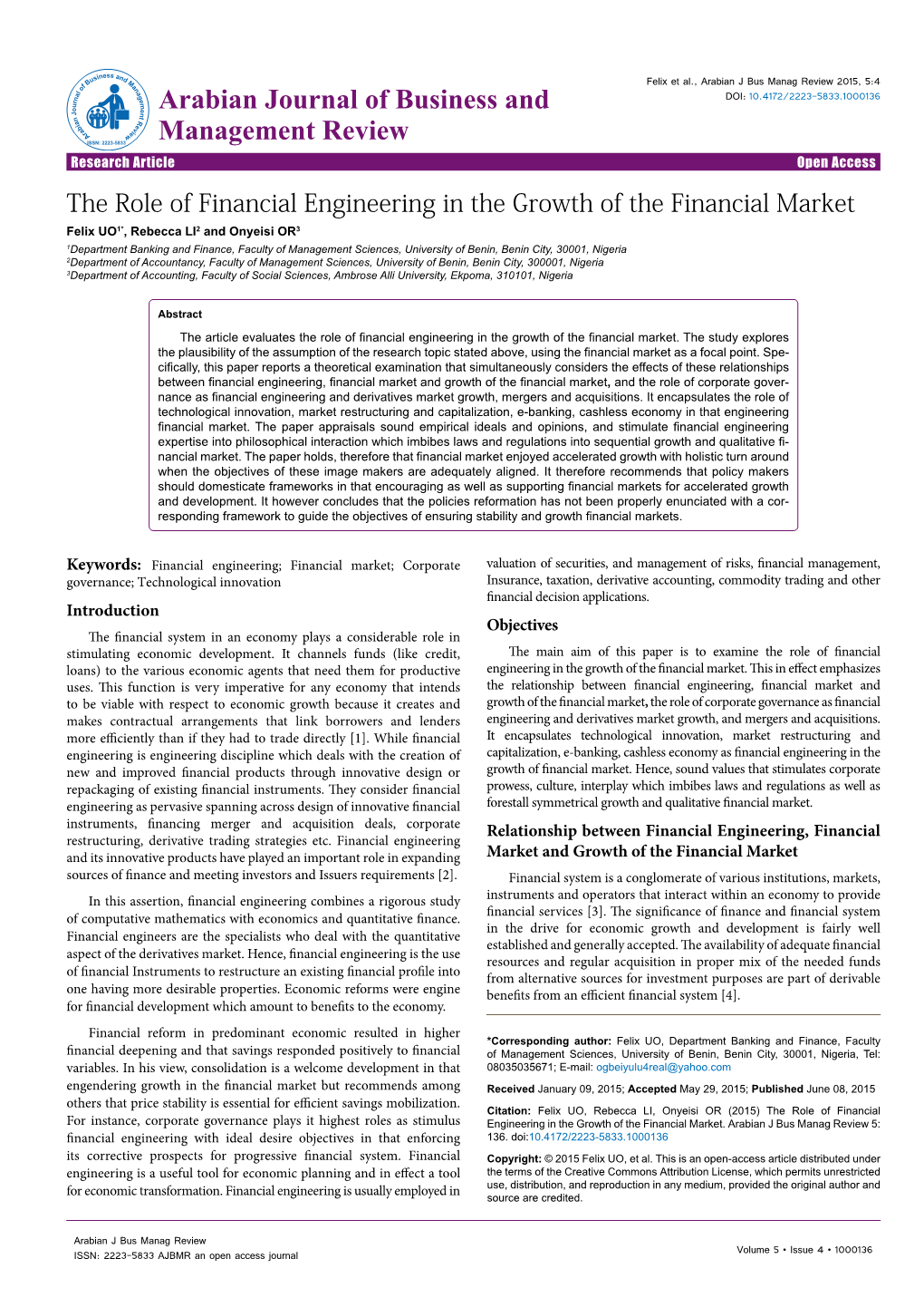 The Role of Financial Engineering in the Growth of the Financial Market