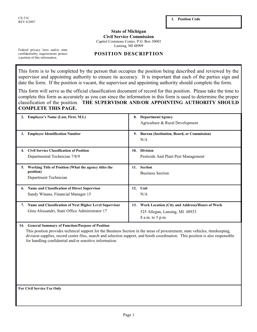 CS-214 Position Description Form s2