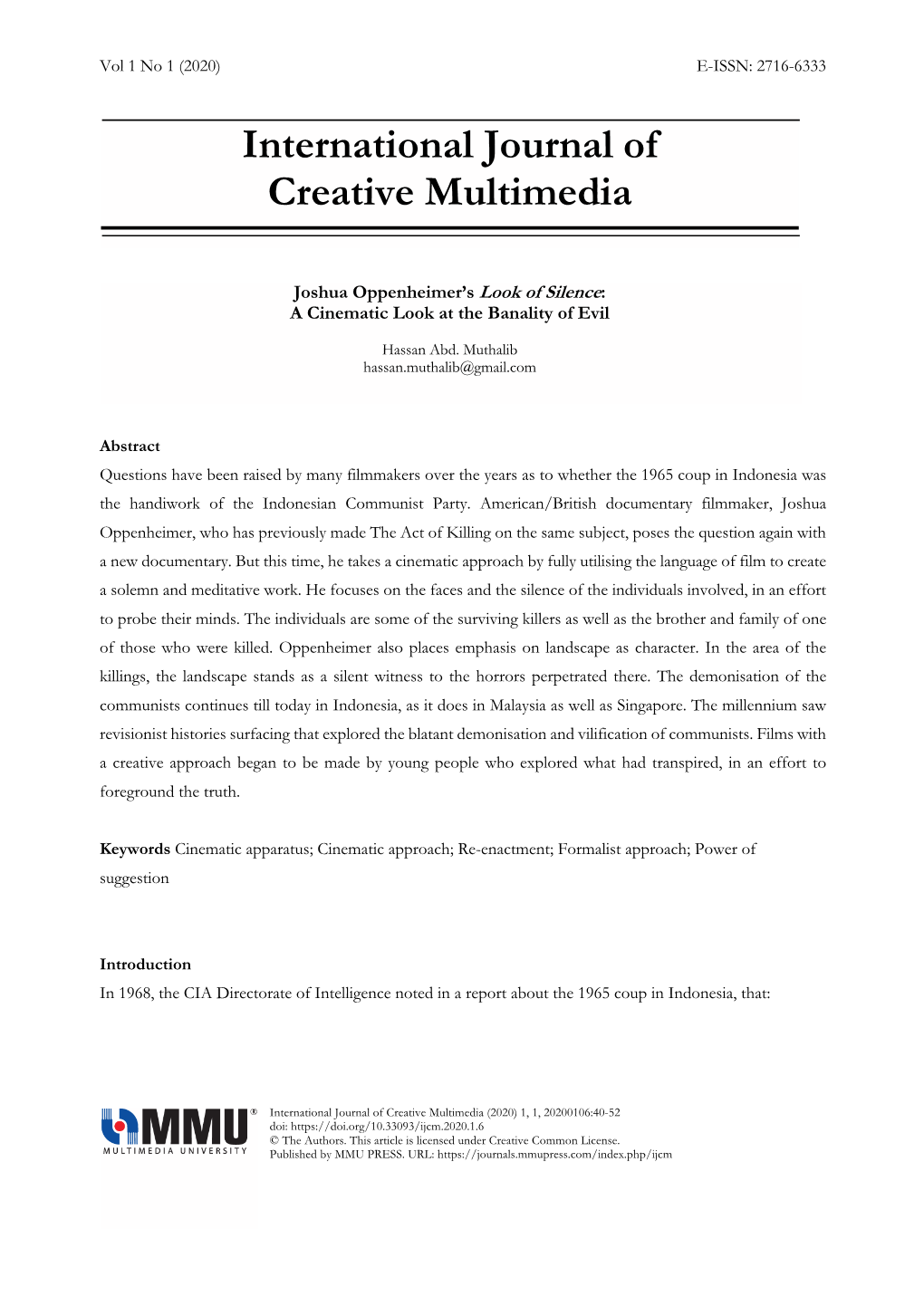 International Journal of Creative Multimedia