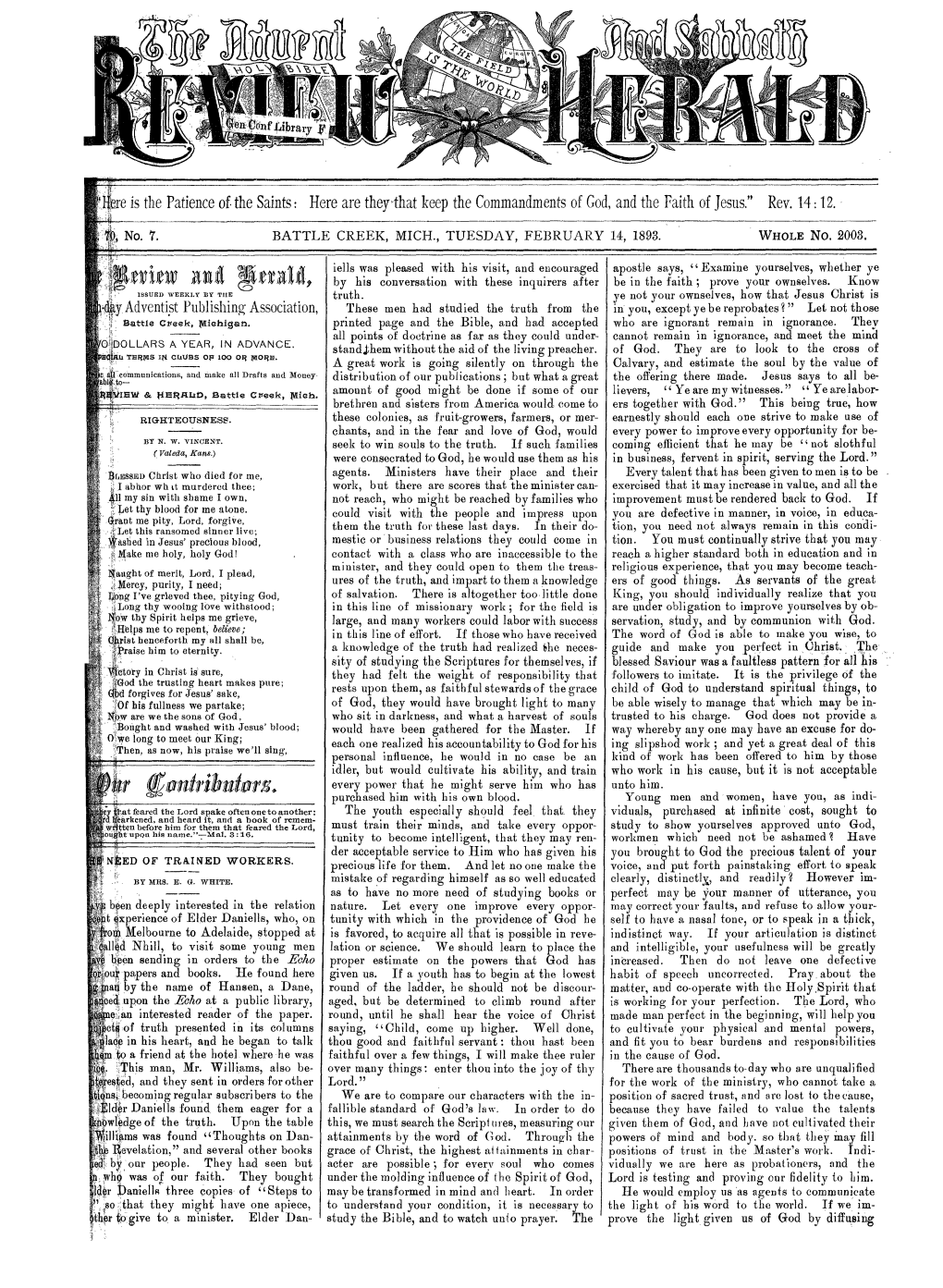 Review and Herald for 1893
