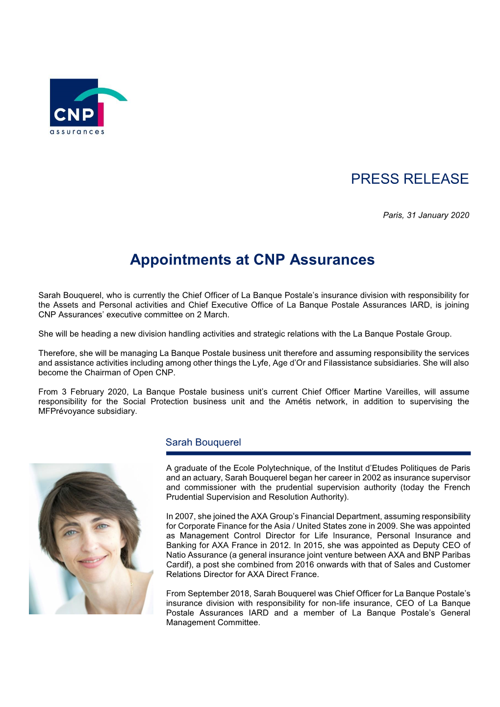 Appointments at CNP Assurances