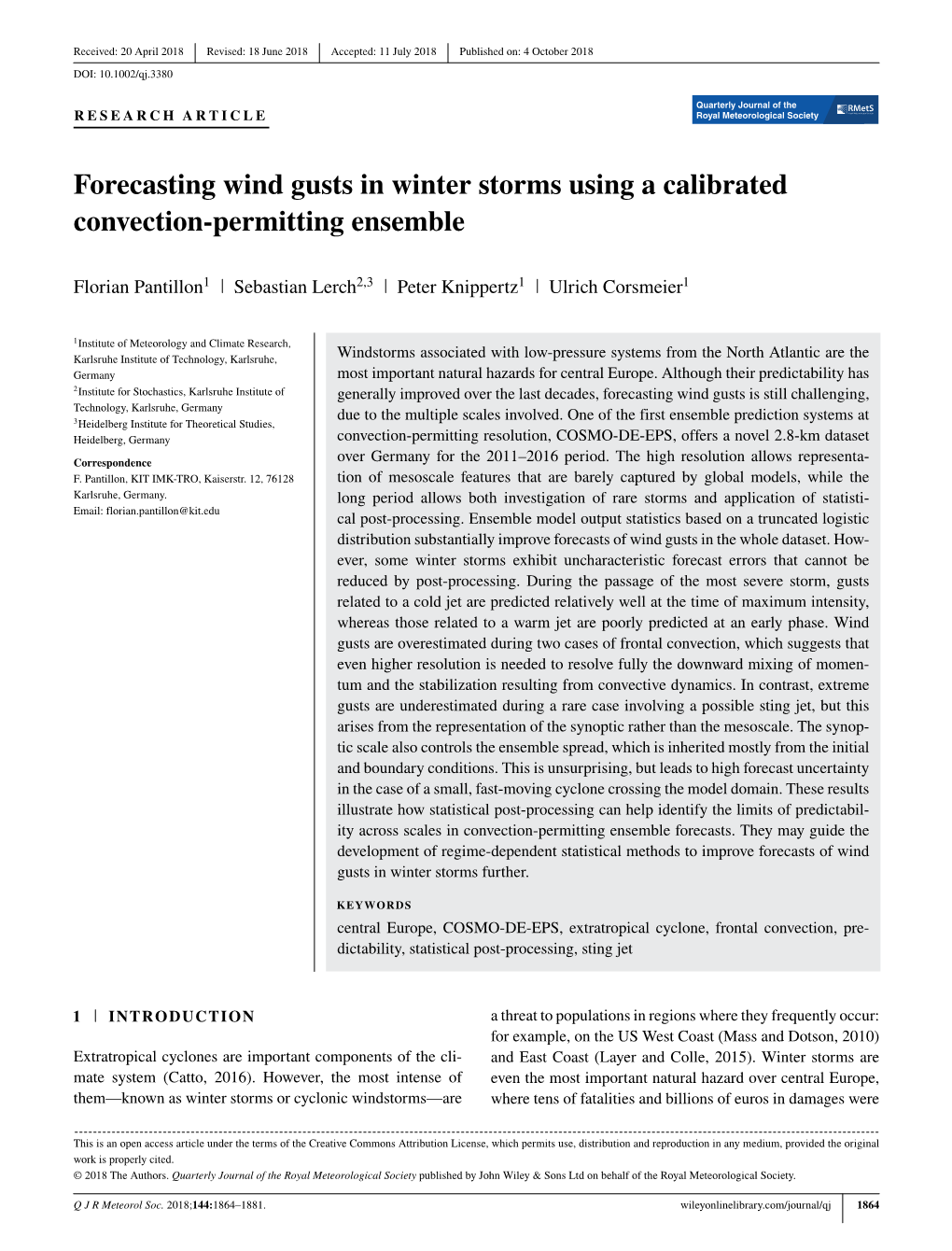 Forecasting Wind Gusts in Winter Storms Using a Calibrated Convection-Permitting Ensemble