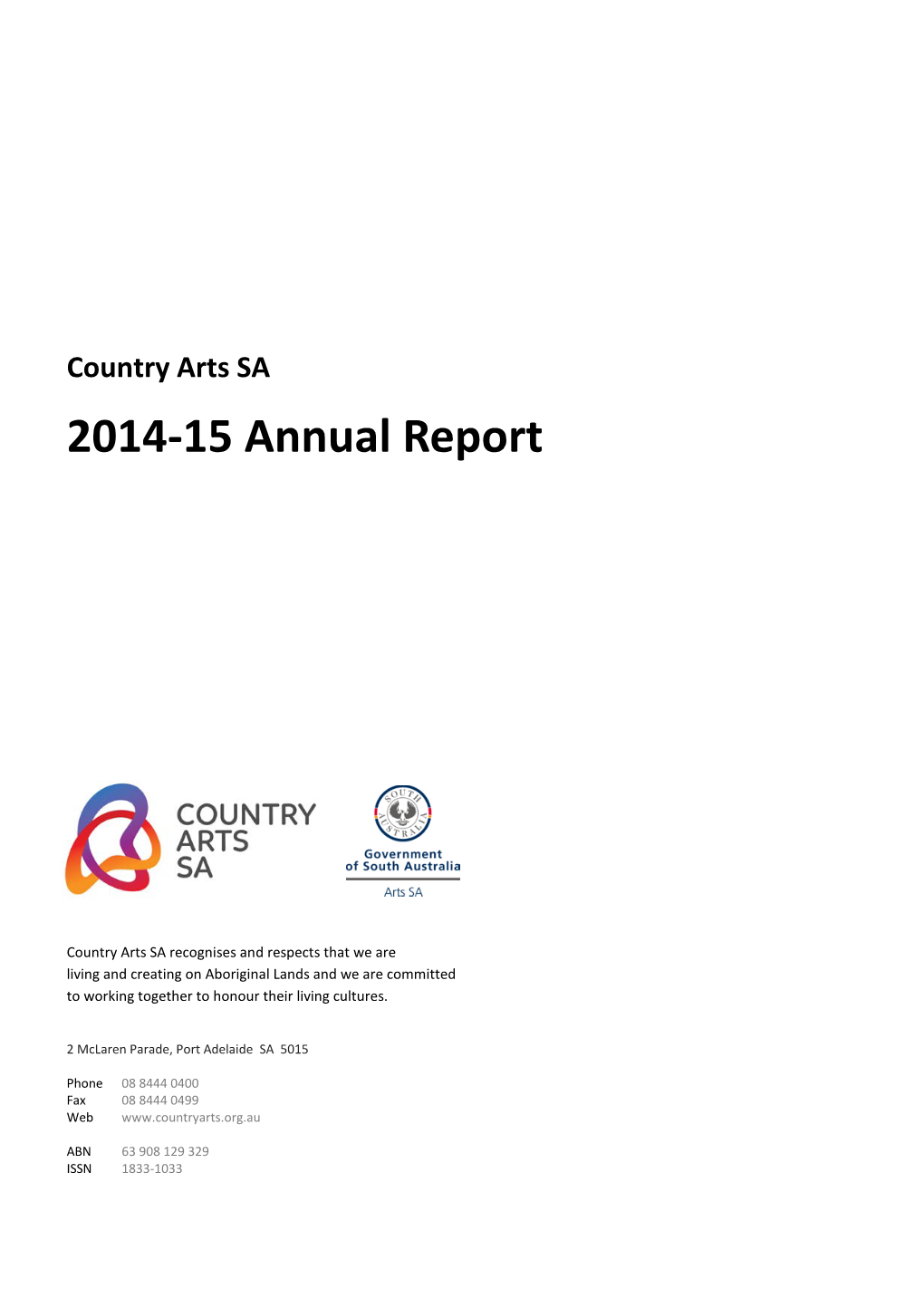 Country Arts SA 2014-15 Annual Report