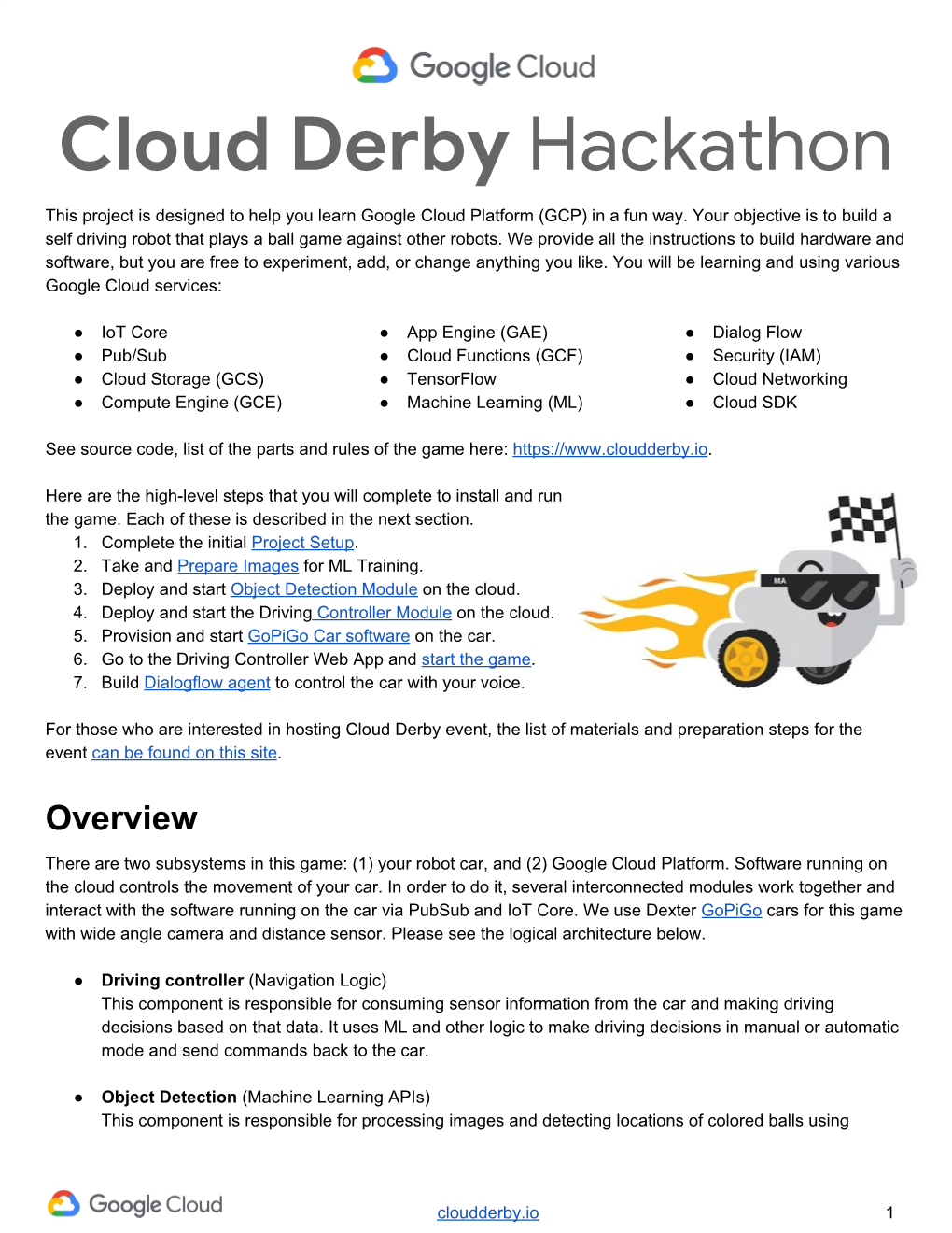 Cloud Derby​ Hackathon This Project Is Designed to Help You Learn Google Cloud Platform (GCP) in a Fun Way