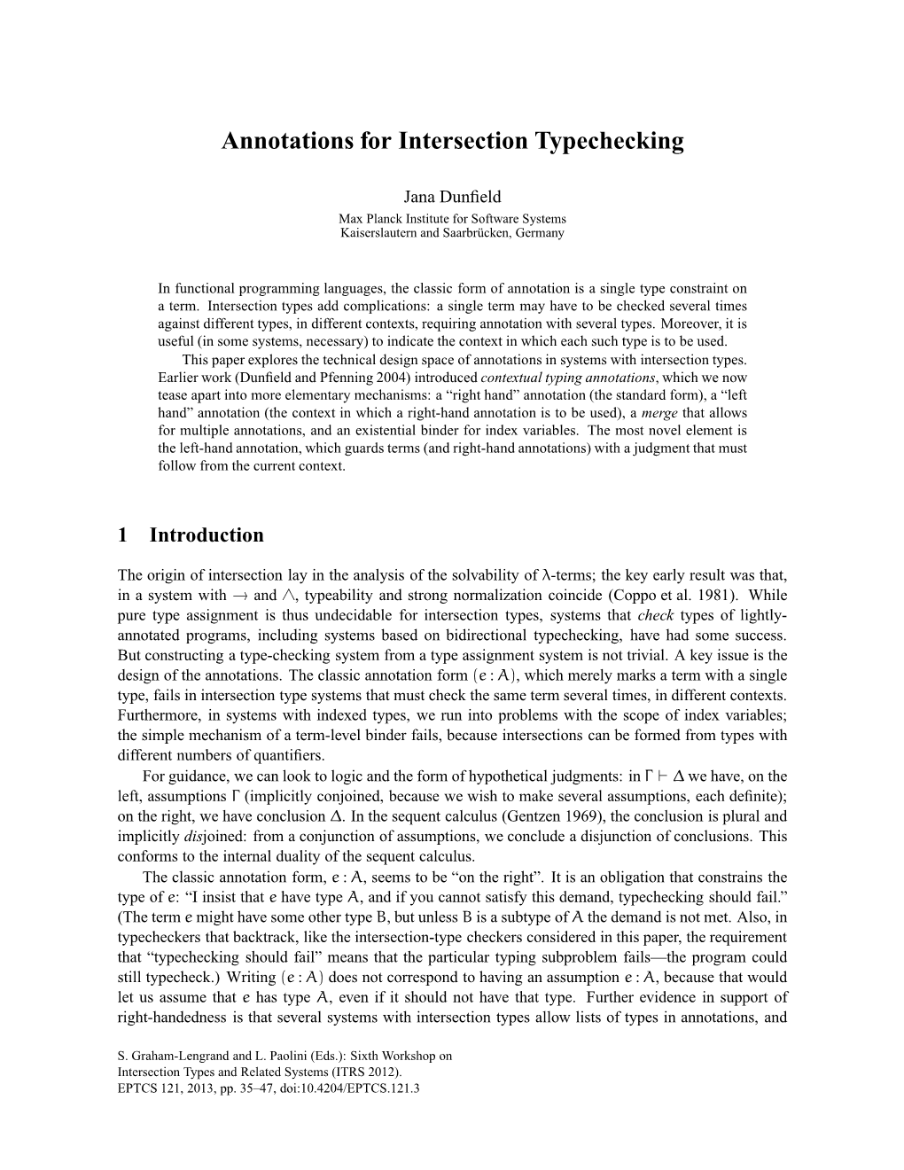 Annotations for Intersection Typechecking