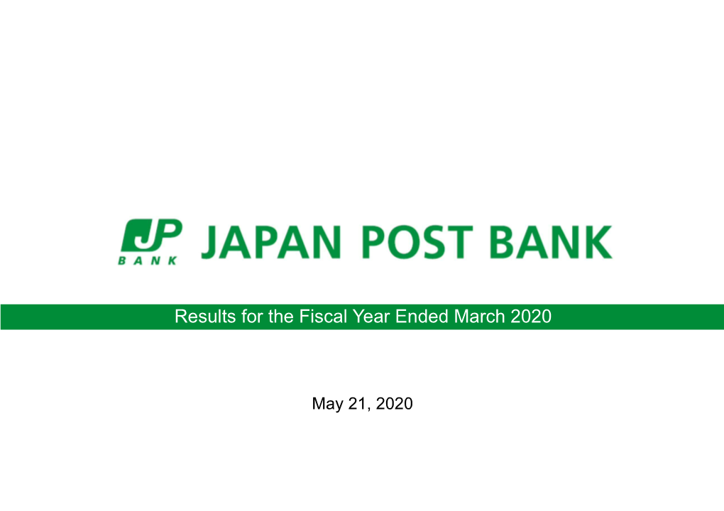 Results for the Fiscal Year Ended March 2020
