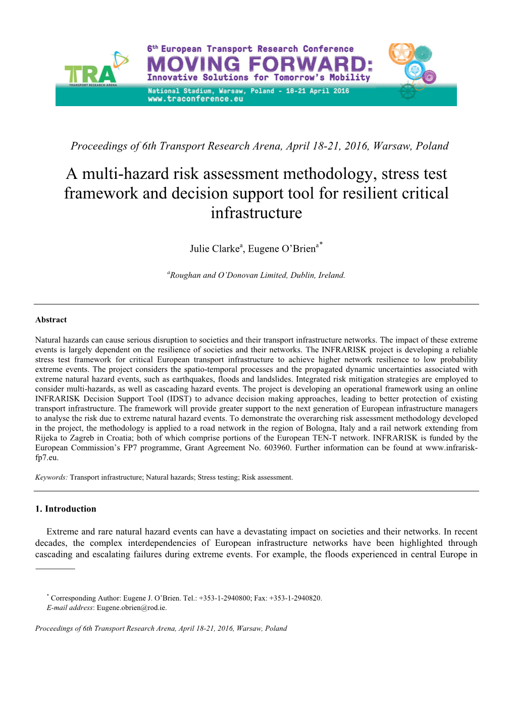 A Multi-Hazard Risk Assessment Methodology, Stress Test Framework and Decision Support Tool for Resilient Critical Infrastructure