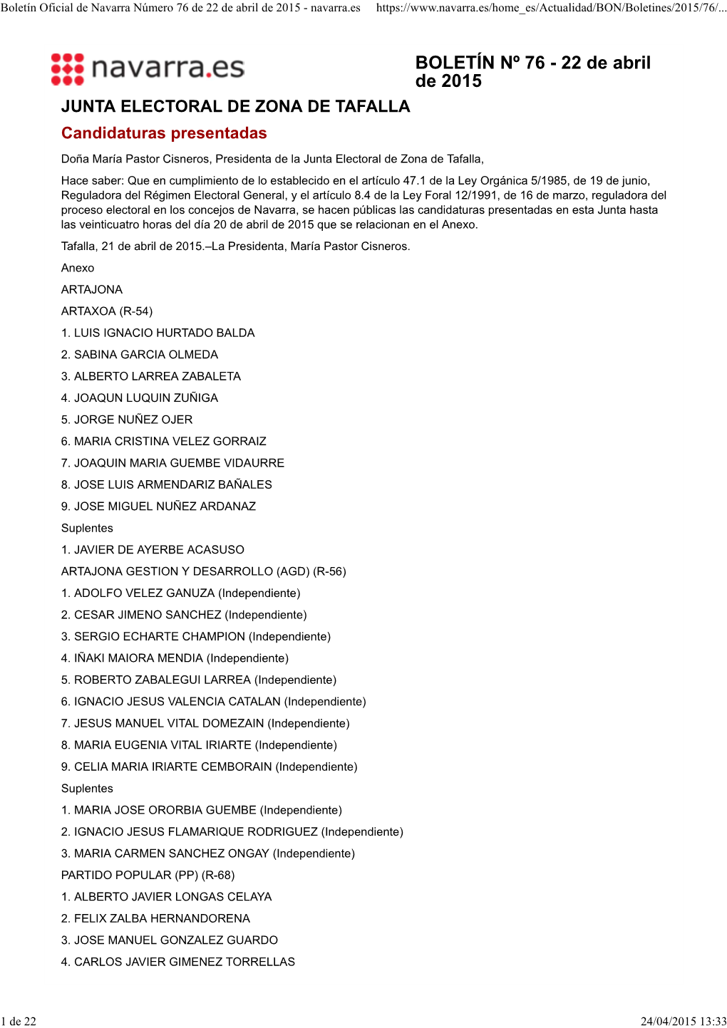 Junta Electoral De Zona De Tafalla