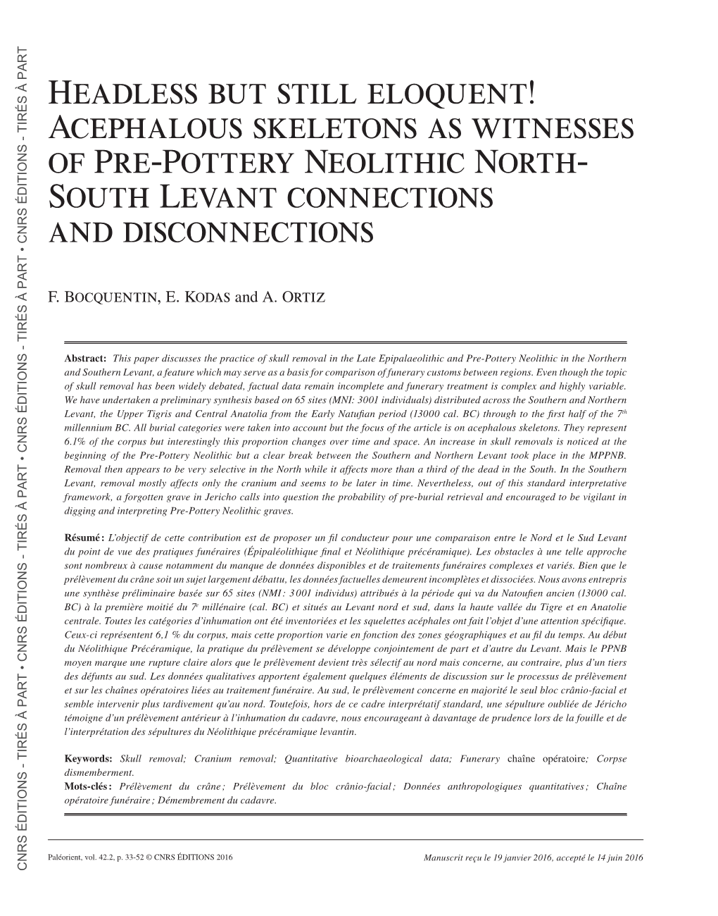 Acephalous Skeletons As Witnesses of Pre-Pottery Neolithic North