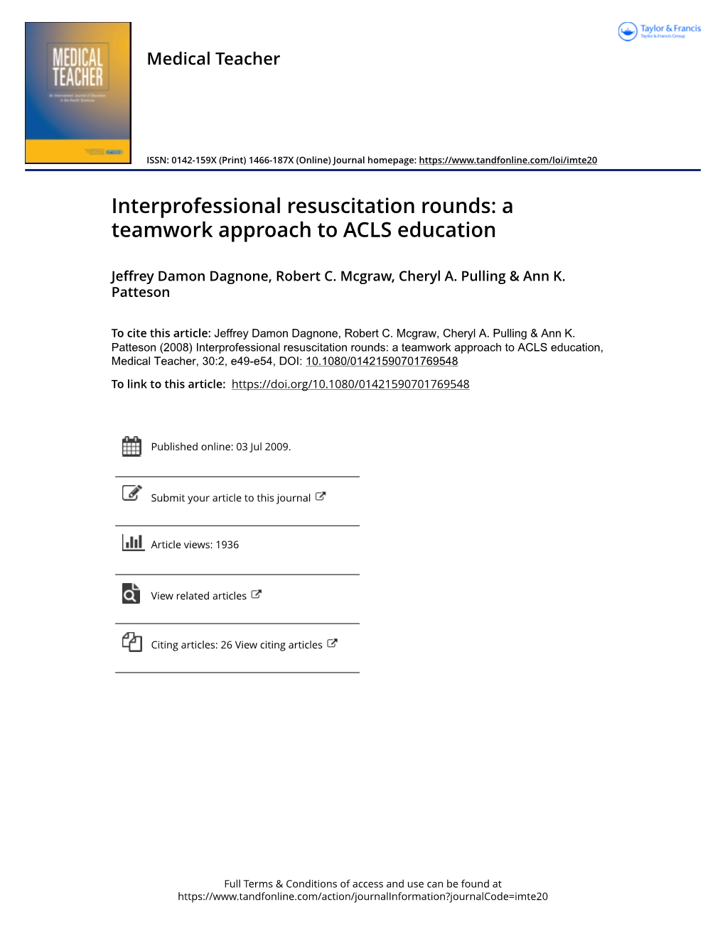 Interprofessional Resuscitation Rounds: a Teamwork Approach to ACLS Education