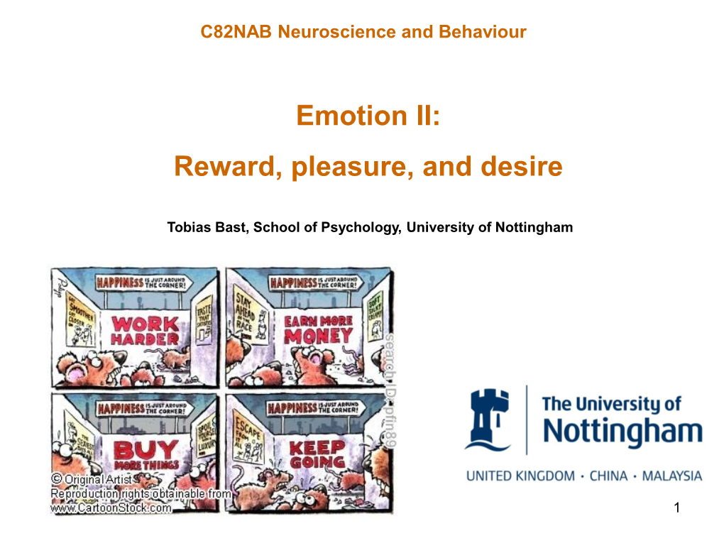 Emotion II: Reward, Pleasure, and Desire