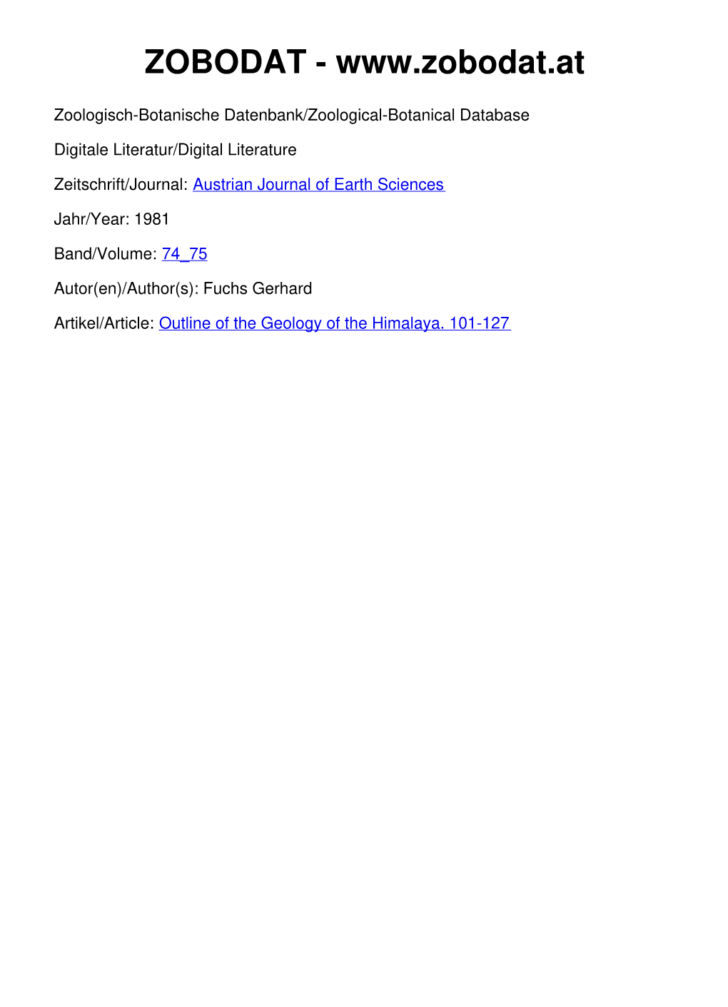 Outline of the Geology of the Himalaya