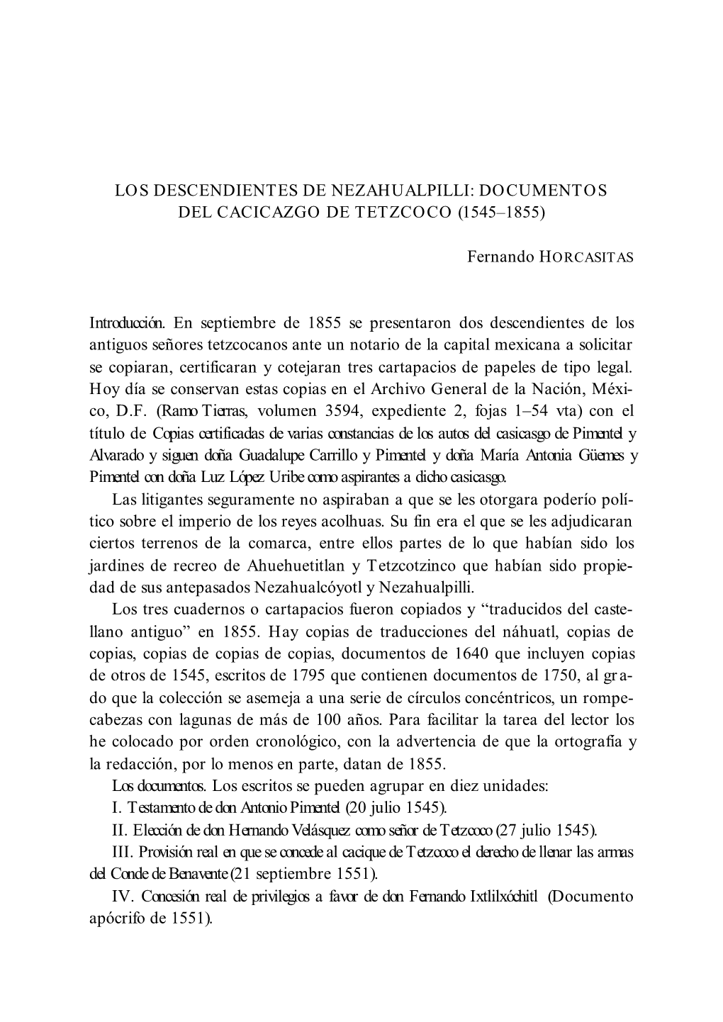 Documentos Del Cacicazgo De Tetzcoco (1545–1855)