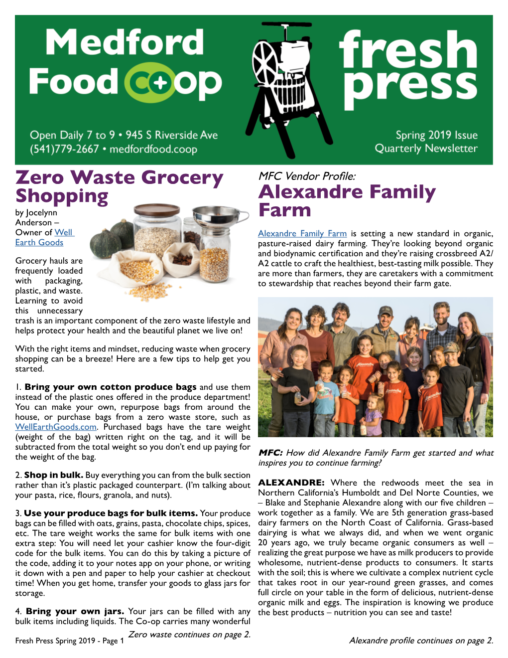 Alexandre Family Farm Zero Waste Grocery Shopping