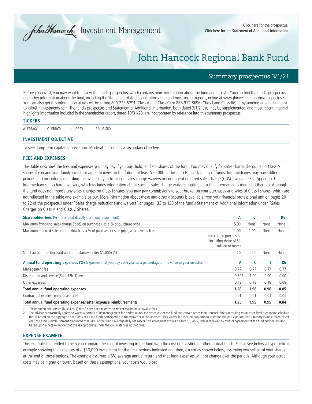 John Hancock Regional Bank Fund