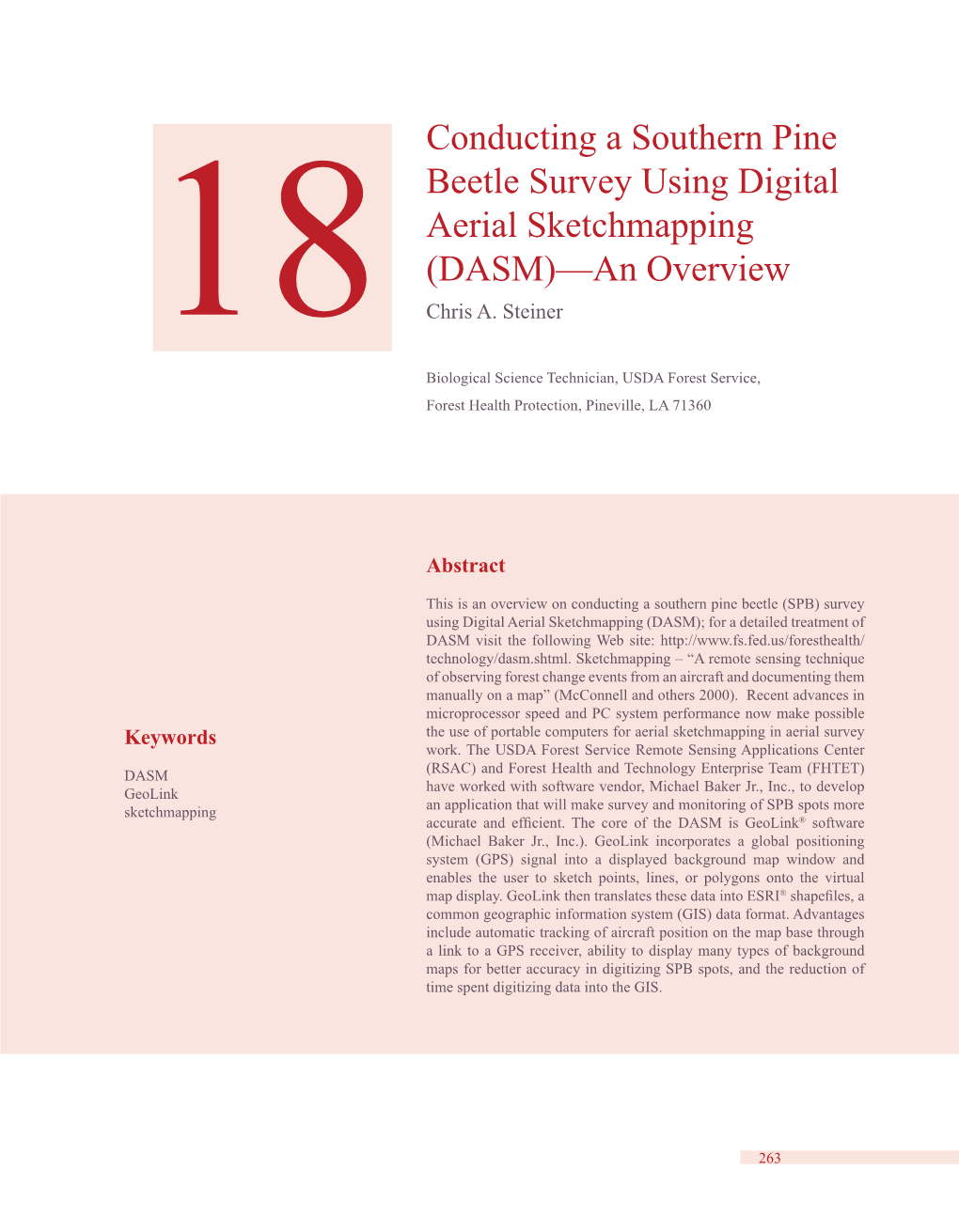 Conducting a Southern Pine Beetle Survey Using Digital Aerial Sketchmapping (DASM)—An Overview 18 Chris A