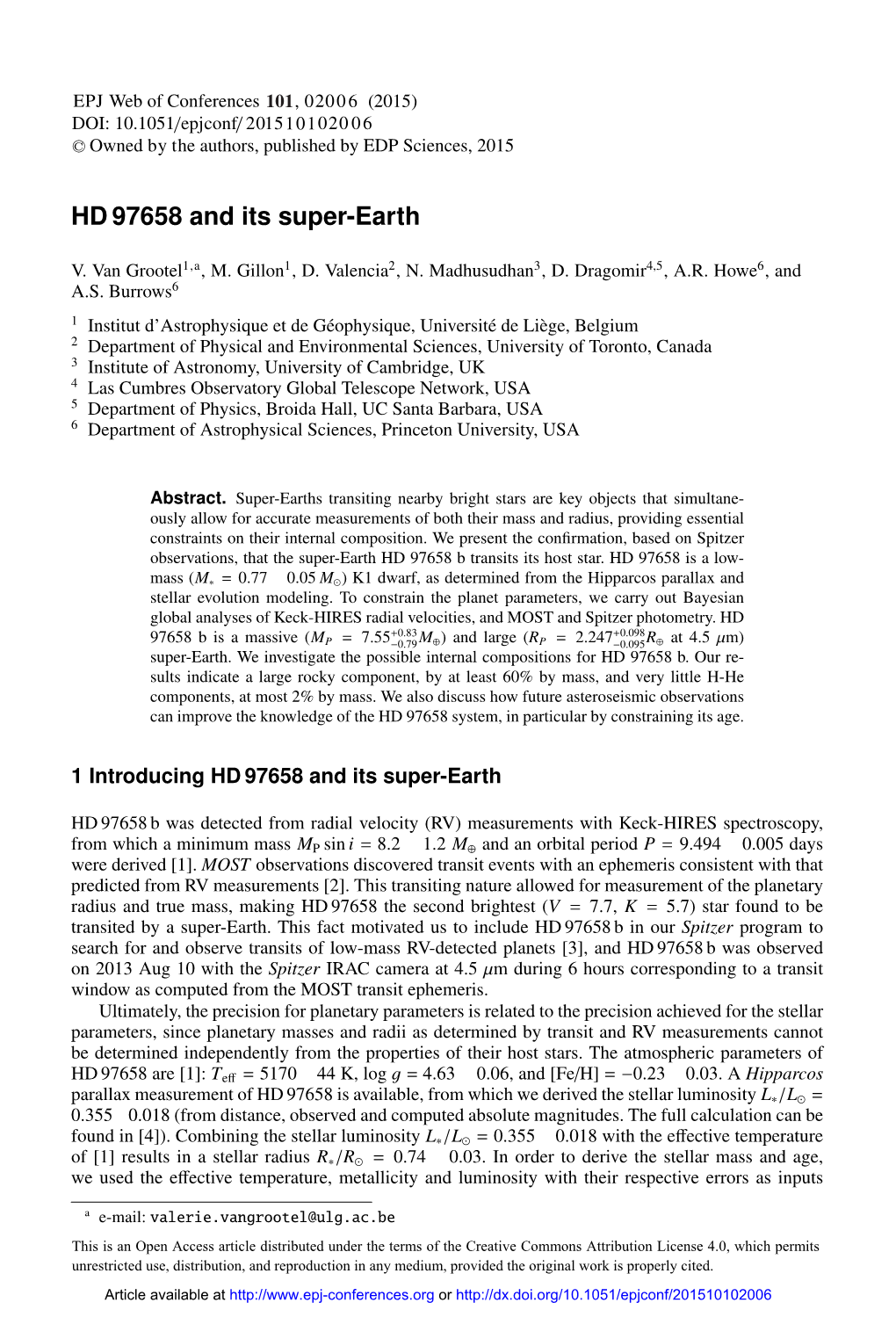 HD 97658 and Its Super-Earth