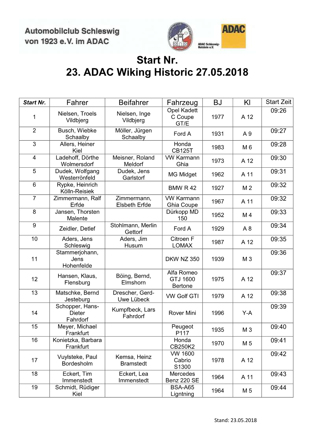 Nr. 23. ADAC Wiking Historic 27.05.2018