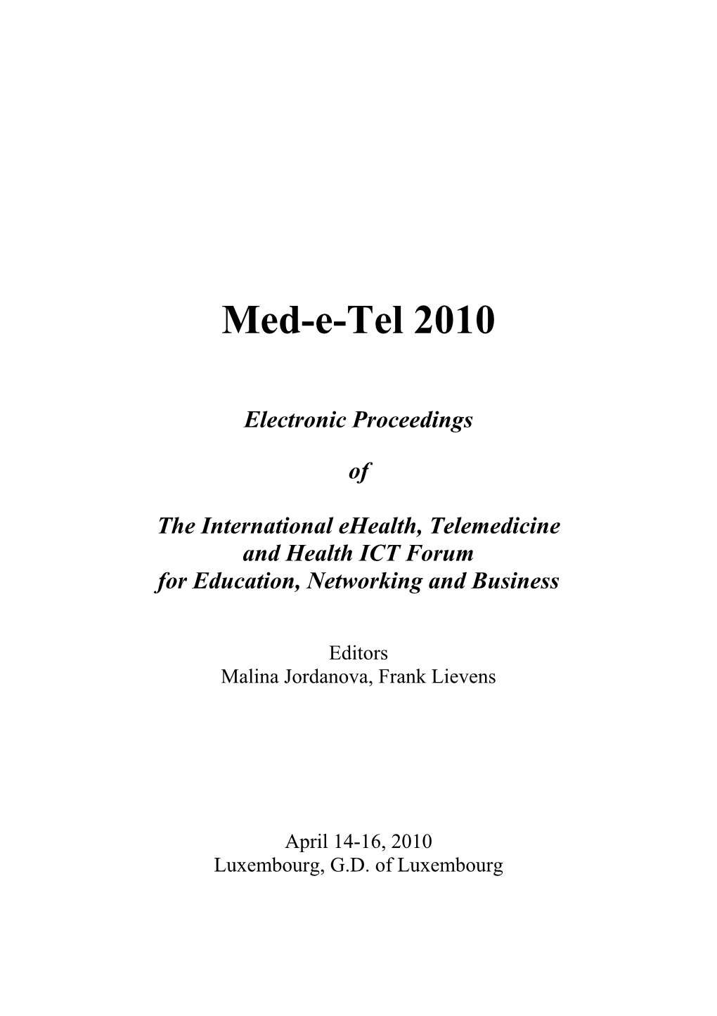 Med-E-Tel 2010