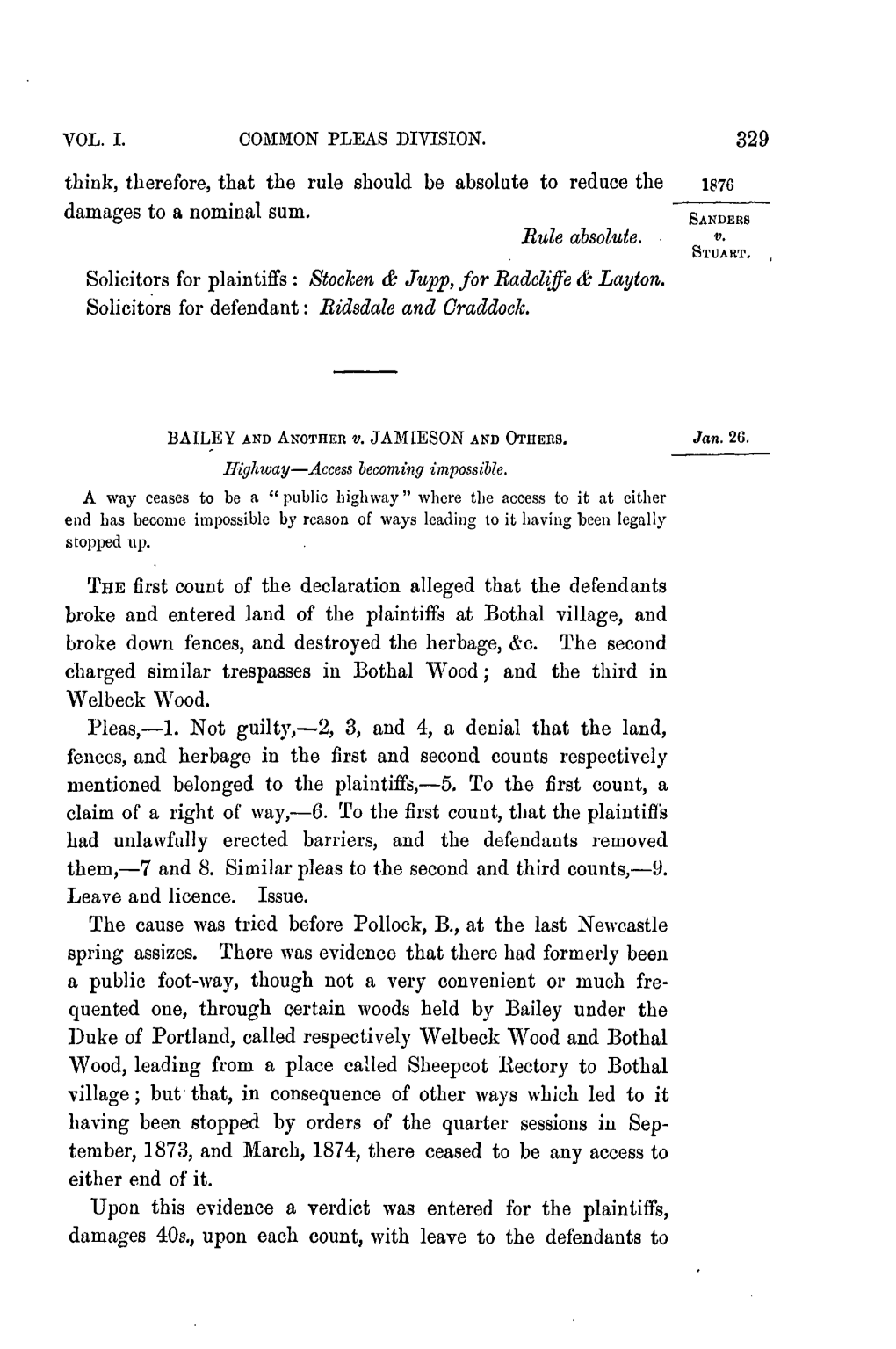 VOL. I. COMMON PLEAS DIVISION. 329 Think, Therefore, That the Rule Should Be Absolute to Reduce the Ig7g Damages to a Nominal Sum