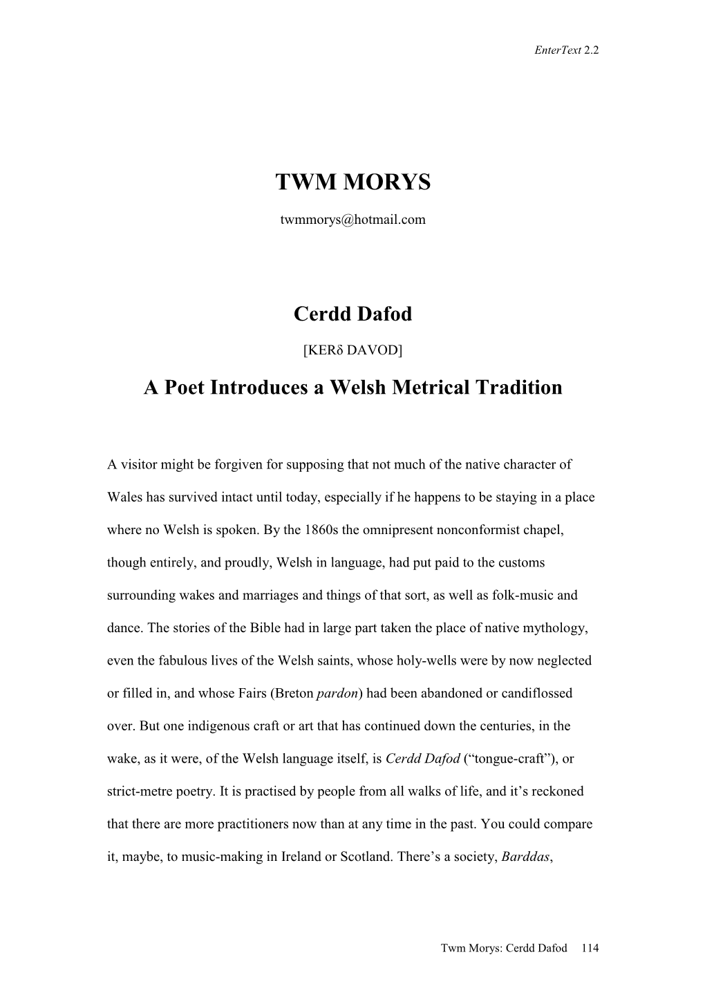 Twm-Morys-Cerdd-Dafod-A-Poet-Introduces-A-Welsh-Metrical-Tradition.Pdf