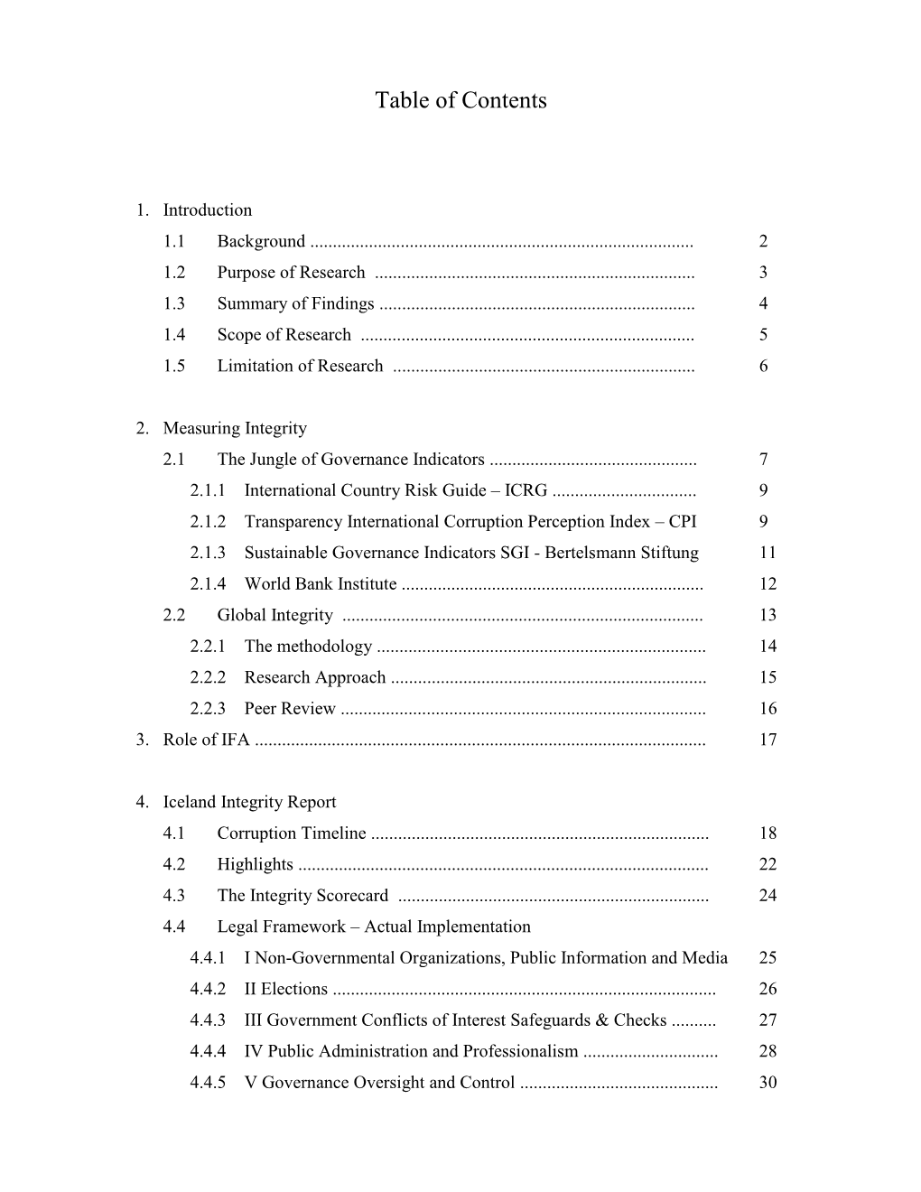 Table of Contents