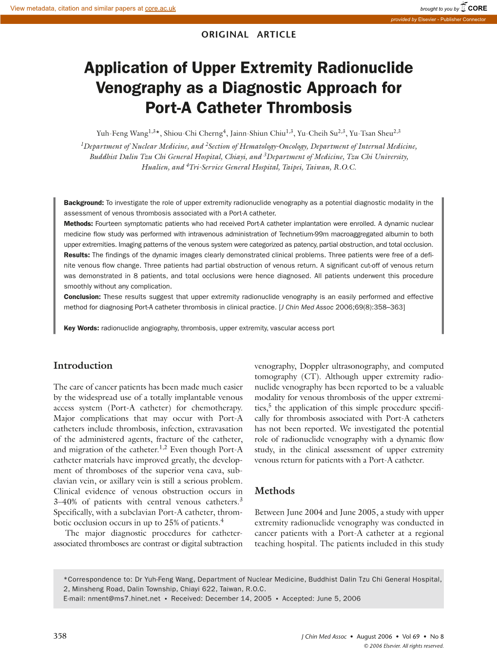Application of Upper Extremity Radionuclide Venography As a Diagnostic Approach for Port-A Catheter Thrombosis