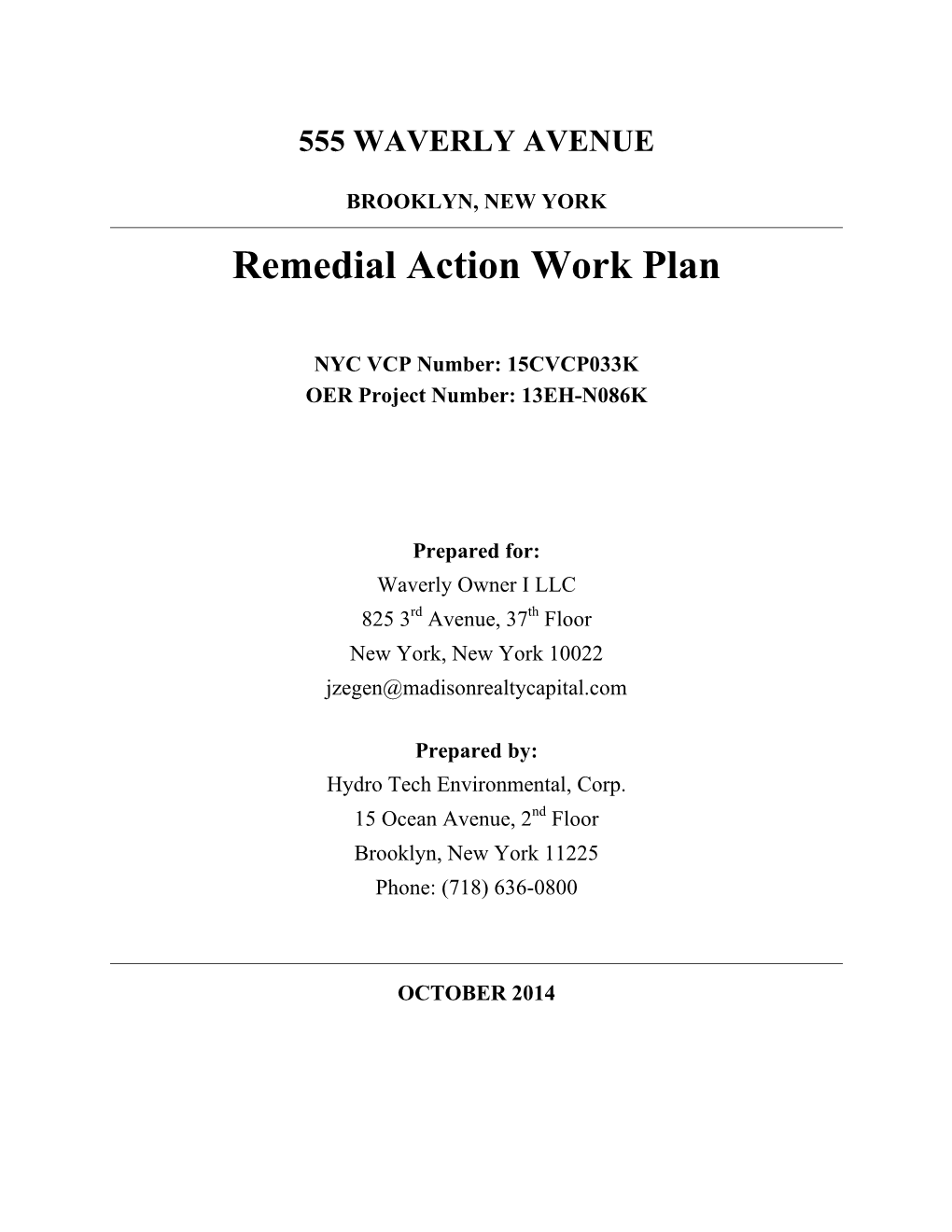 Remedial Action Work Plan (RAWP)