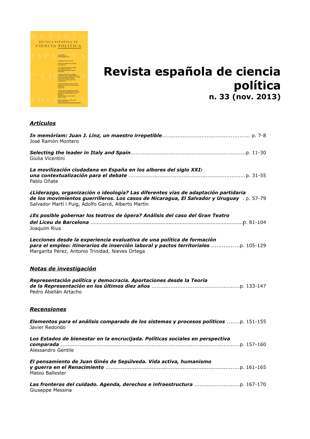 Revista Española De Ciencia Política N