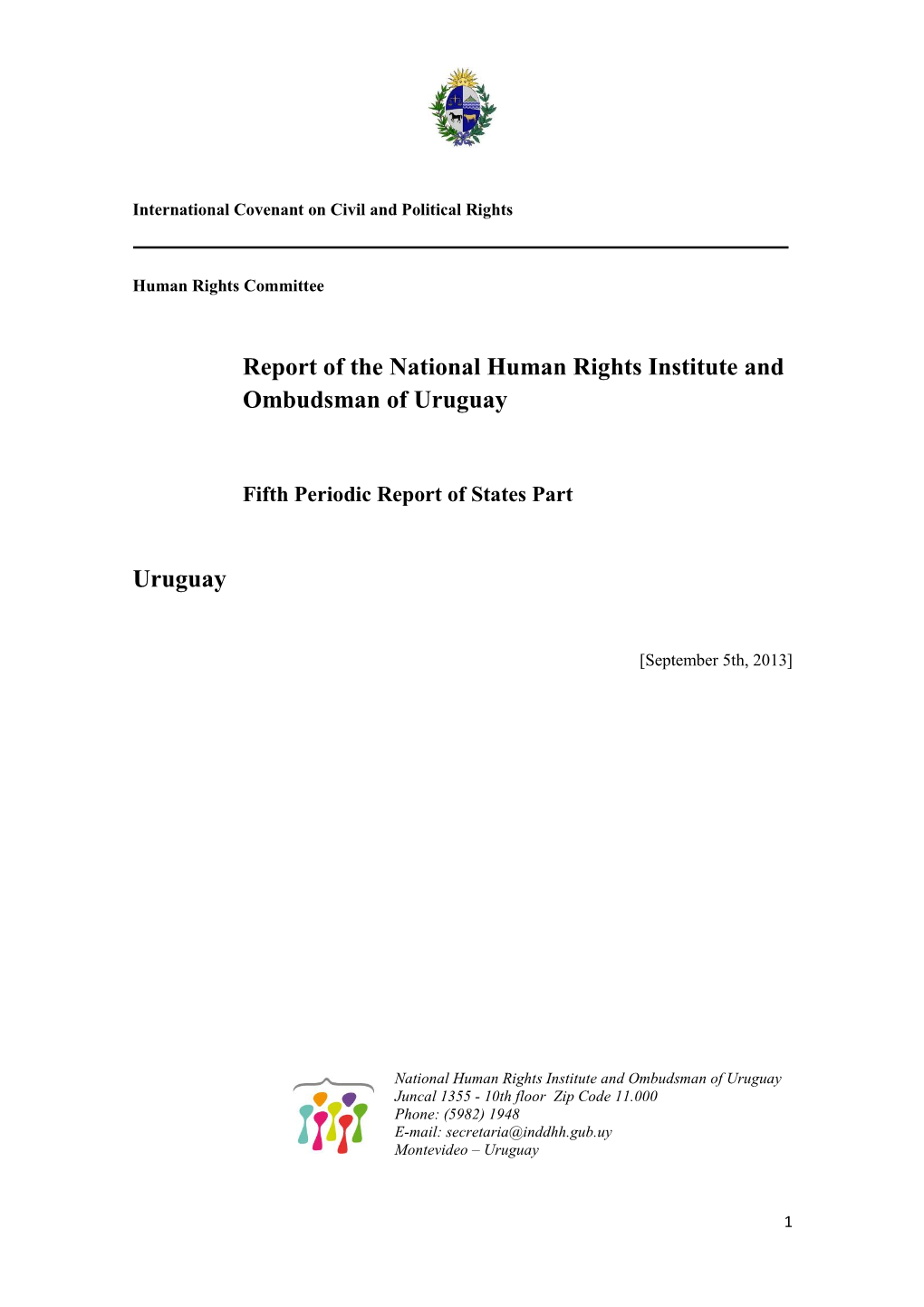 Report of the National Human Rights Institute and Ombudsman of Uruguay