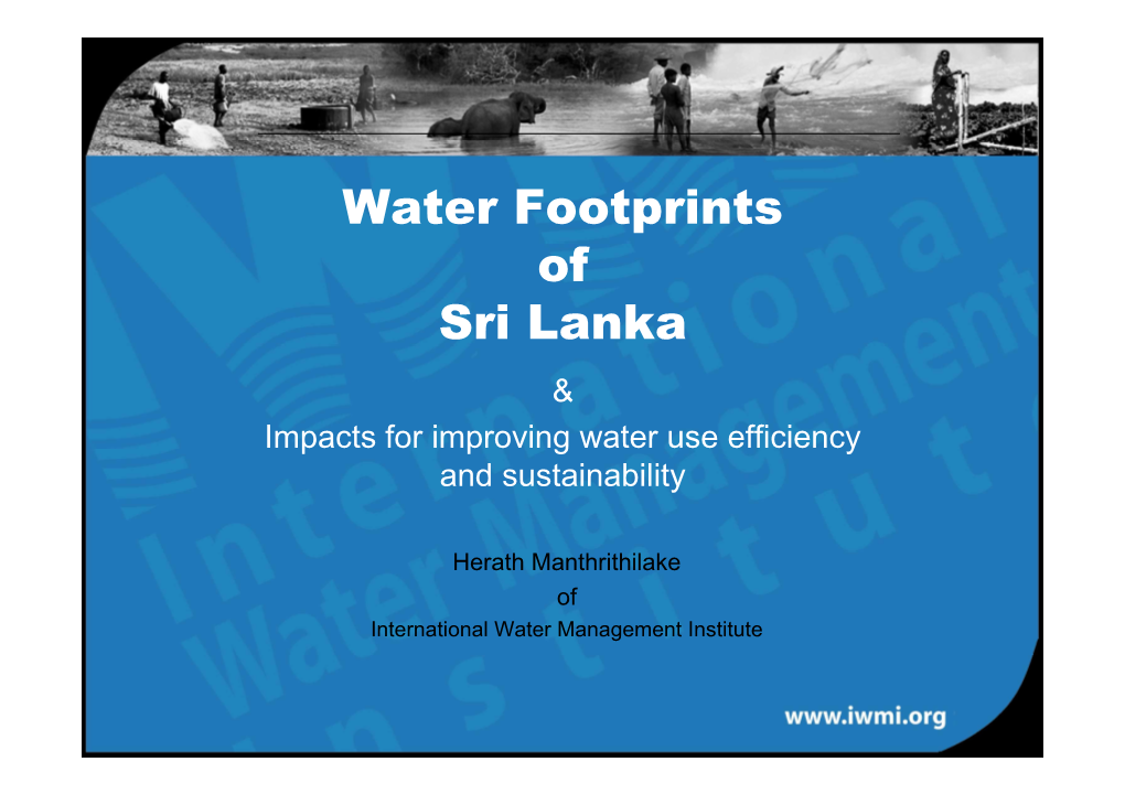 Water Footprints of Sri Lanka & Impacts for Improving Water Use Efficiency and Sustainability