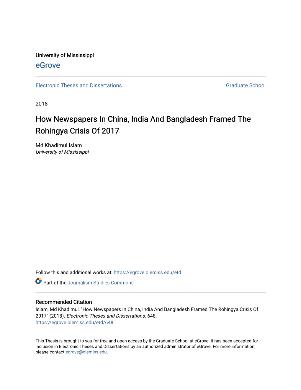 How Newspapers in China, India and Bangladesh Framed the Rohingya Crisis of 2017