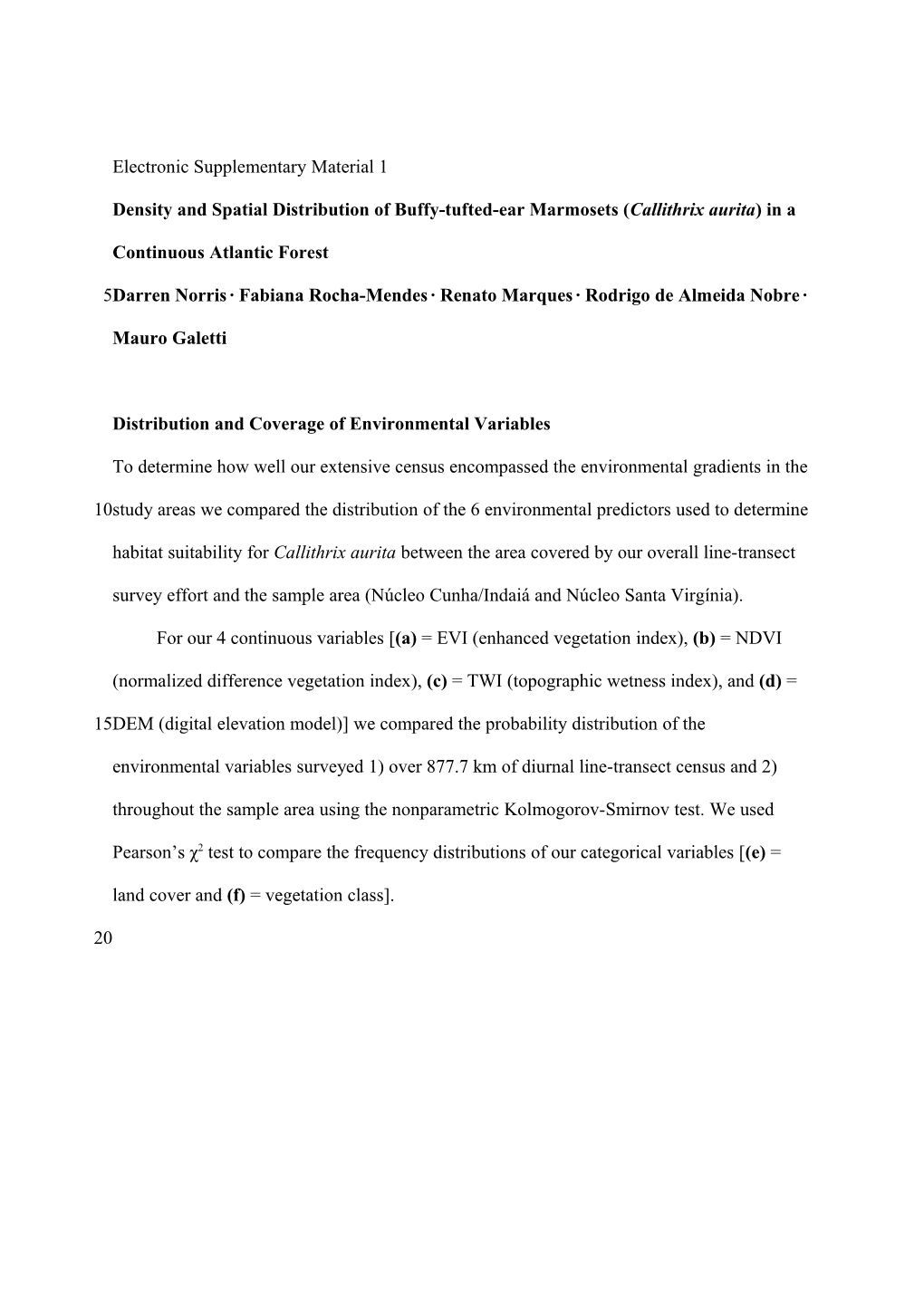 Distribution and Coverage of Environmental Variables