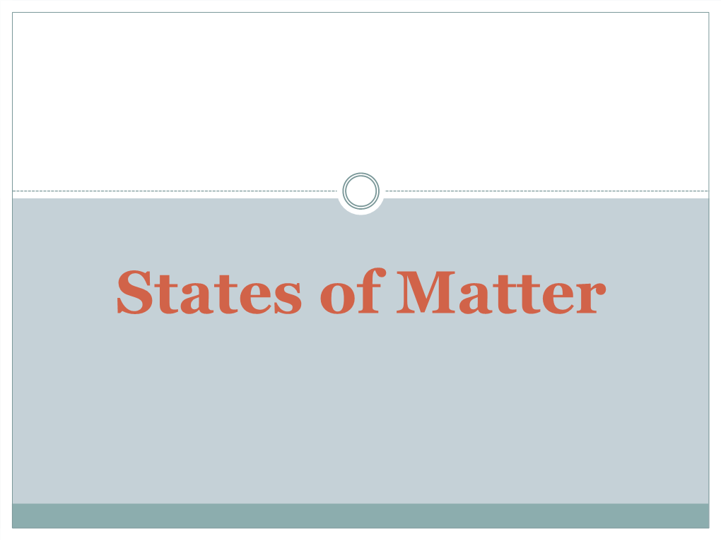 States of Matter Glue the Following Table in Your Science Notebooks Complete the Table As the Slides Progress