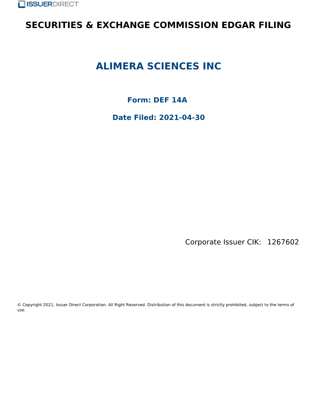 Alimera Sciences Inc