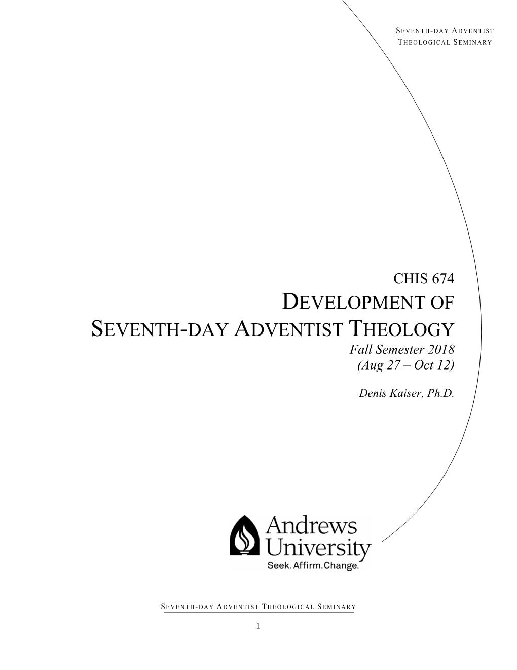 Development of Seventh-Day Adventist Theology Syllabus