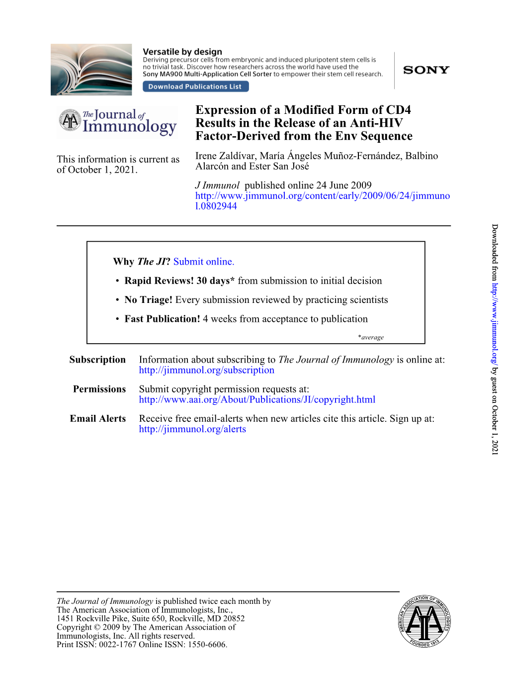 Factor-Derived from the Env Sequence Results in the Release Of