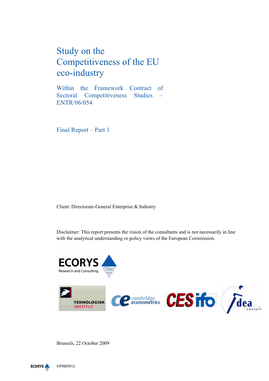 Study on the Competitiveness of the EU Eco-Industry