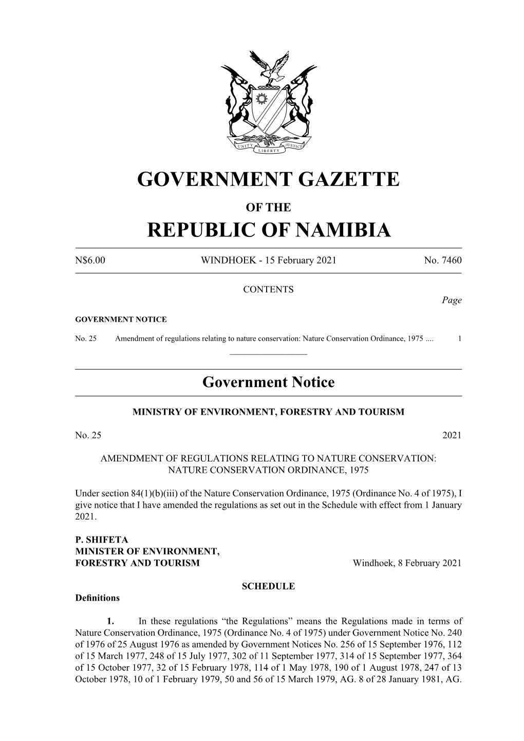 Government Gazette Republic of Namibia