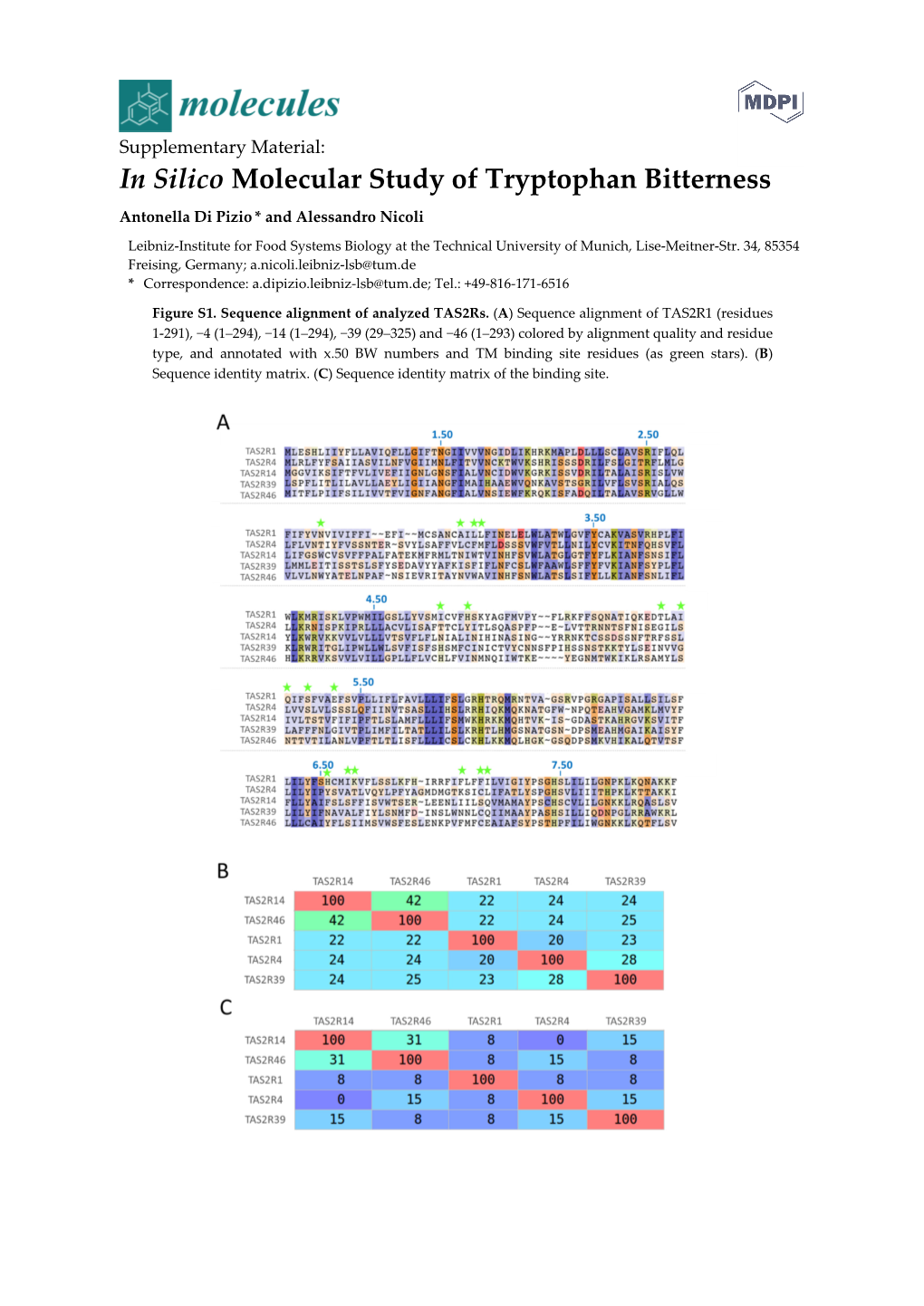 In Silico Molecular Study of Tryptophan Bitterness