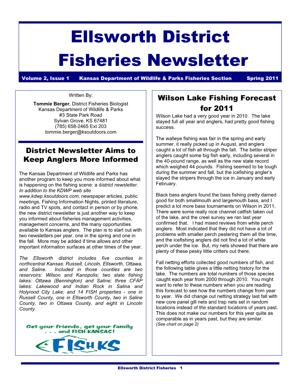 Ellsworth District Fisheries Newsletter