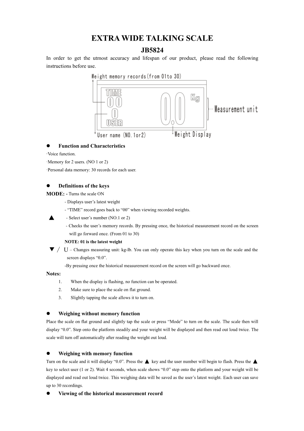 Memory Storage Talking Scale