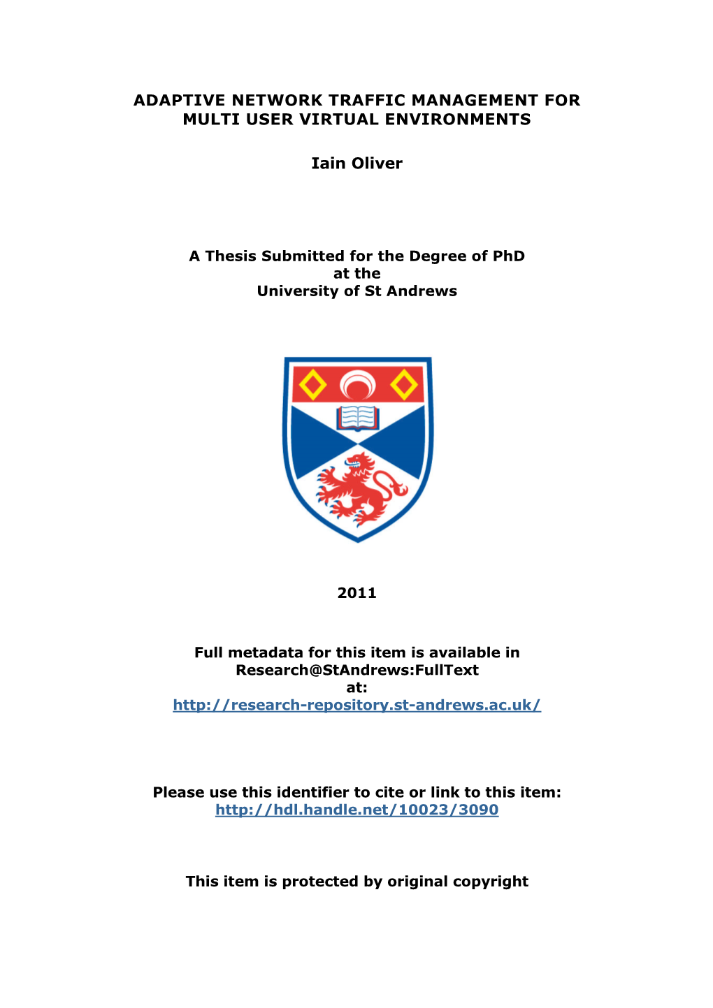 Iain Oliver Phd Thesis